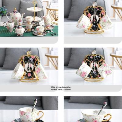 BỘ TÁCH TRÀ HOA 22 MÓN SỨ XƯƠNG CAO CẤP